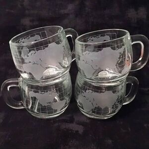 Vintage Nescafe World Map Coffee Mugs (Set Of 4)